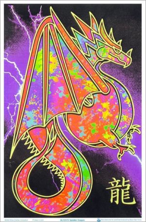 Splatter Dragon Flocked Velvet Blacklight Poster