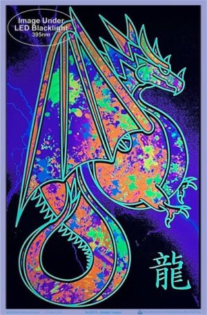 Splatter Dragon Flocked Velvet Blacklight Poster - Image 2