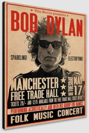 Bob Dylan Manchester Free Trade Hall A1 Poster - Poster A1 59.5x84cm Blockmounted