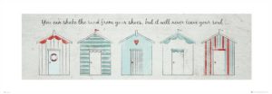 Beach Huts Illustrated Art Print