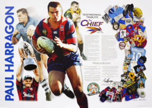 NRL Rugby League SIGNED Paul 'Chief' Harragon Testimonial Tribute Ltd Ed Sports Print