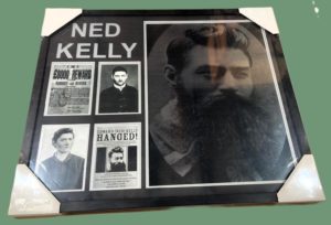 Ned Kelly Double-Matted and Framed Metallic Print with Accompanying Images