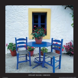 Greece Blue Chairs I by Stuart Black Photographic Print