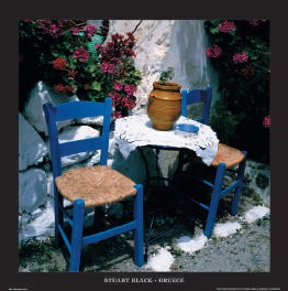 Greece Blue Chairs II by Stuart Black Photographic Print