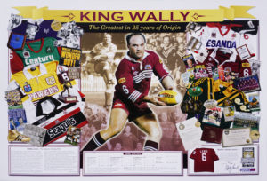 NRL Rugby League SIGNED Wally 'The King' Lewis QLD State Of Origin Tribute Ltd Ed Sports Print
