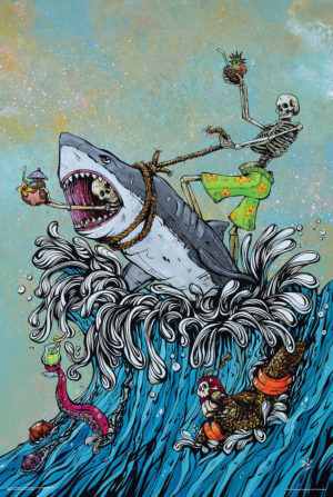 David Lozeau - Great White Surfer Poster