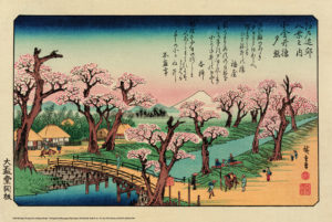 Hiroshige - Evening Glow at Koganei Bridge Poster