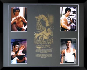 Bruce Lee Colour Photos With A Screen Printed Mat And Black Frame