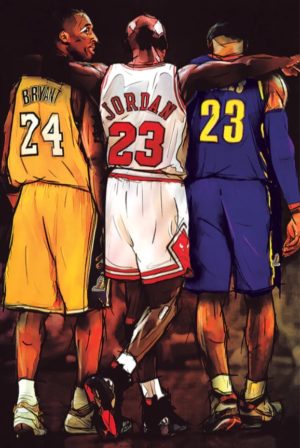Basketball The Big Three Jordan, Bryant, James Poster Print