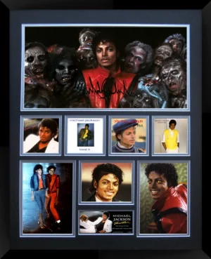 Michael Jackson Thriller Double Matted Photo Collage In A Black Frame
