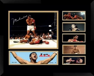 Muhammad Ali Colour Double Matted Photo Collage In A Black Frame