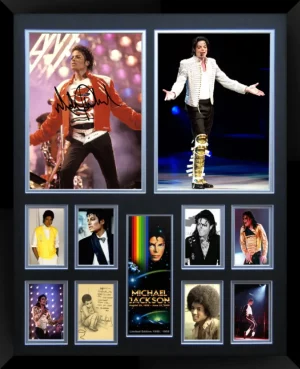 Michael Jackson Dates Double Matted Photo Collage In A Black Frame