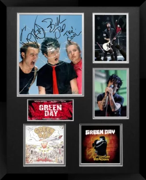 Green Day Double Matted Photo Collage In A Black Frame