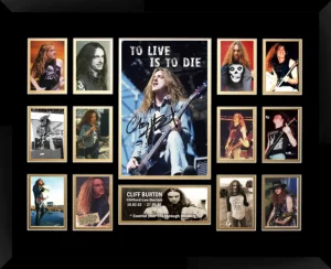 Metallica Cliff Burton Double Matted Photo Collage In A Black Frame
