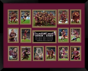 State Of Origin 2013 Queensland Domin-Eight Double Matted Photo Collage In A Black Frame