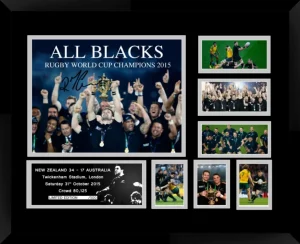 New Zealand All Blacks Rugby World Cup Champions 2015 Double Matted Photo Collage In A Black Frame