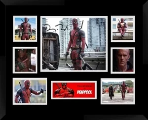 Deadpool Double Matted Photo Collage In A Black Frame