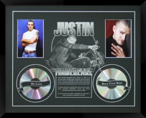 Justin Timberlake Photos And Mock CDs With A Screen Printed Mat And Black Frame