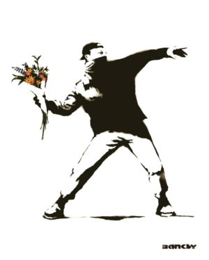 Banksy - Love Is In The Air Flower Thrower Mini Poster