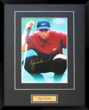 Tiger Woods Golf Putt Matted And Framed Photo