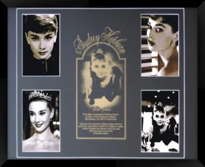 Audrey Hepburn Photos With A Screen Printed Mat And Black Frame