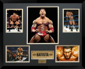 WWE Batista Double Matted Photo Collage In A Black Frame