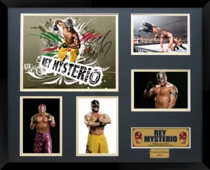 WWE Rey Mysterio Double Matted Photo Collage In A Black Frame