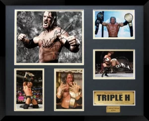 WWE Triple H Double Matted Photo Collage In A Black Frame