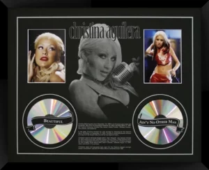 Christina Aguilera Photos And Mock CDs With A Screen Printed Mat And Black Frame