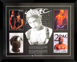 Tupac Photos With A Screen Printed Mat And Black Frame