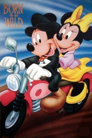 Mickey And Minnie Mouse Born To Be Wild Poster (Published 1997, some wear)