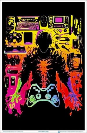 Gamer Dude Flocked Velvet Blacklight Poster