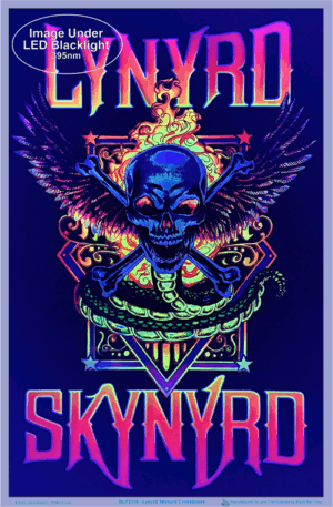 Lynyrd Skynyrd Crossbones Flocked Velvet Blacklight Poster - Image 2