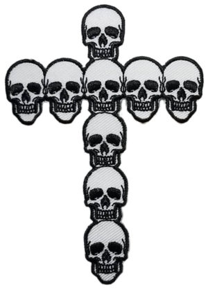Cross Of Skulls Embroidered Sew On Patch