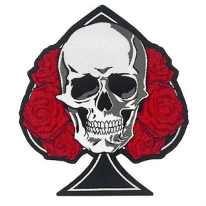 Ace Of Spades Roses And Skull Woven Sew On Patch