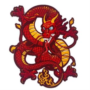 Red Dragon Woven Sew On Patch