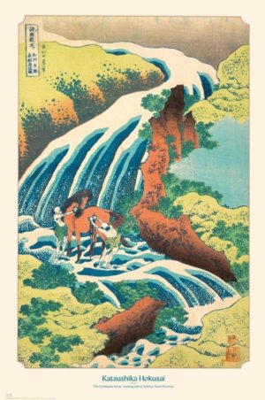 Hokusai - The Waterfall Where Yoshitsune Washed His Horse At Yoshino in Yamato Province Poster