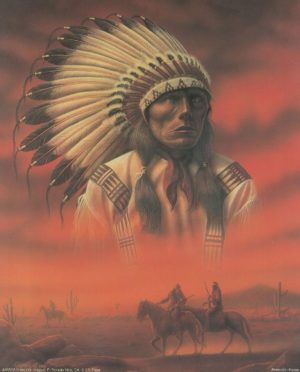 C.B.Pope - Native American Chief Horseback Mini Poster