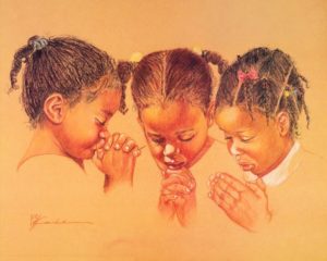 Three Girls Praying Mini Poster