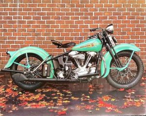 Harley Davidson Green Motorbike Mini Poster
