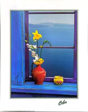 Greek Window Daffodils Poster Print