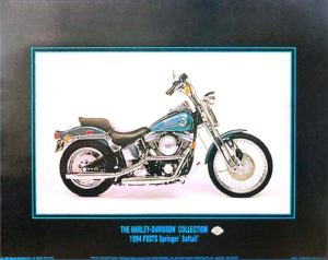 Harley Davidson 1994 FXSTS Springer Softail Motorbike Mini Poster (Published 1994, some wear)