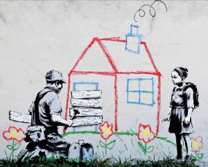 BANKSY BOARDED PLAYHOUSE Mini Poster Print