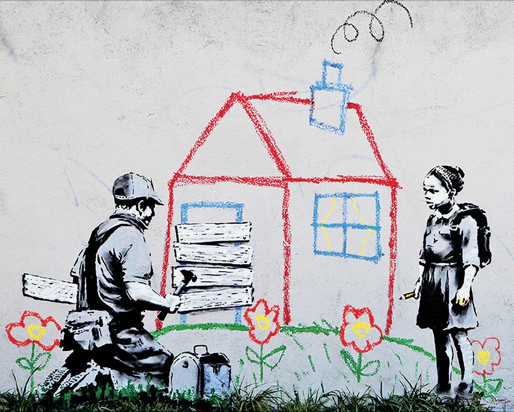 BANKSY BOARDED PLAYHOUSE Mini Poster Print